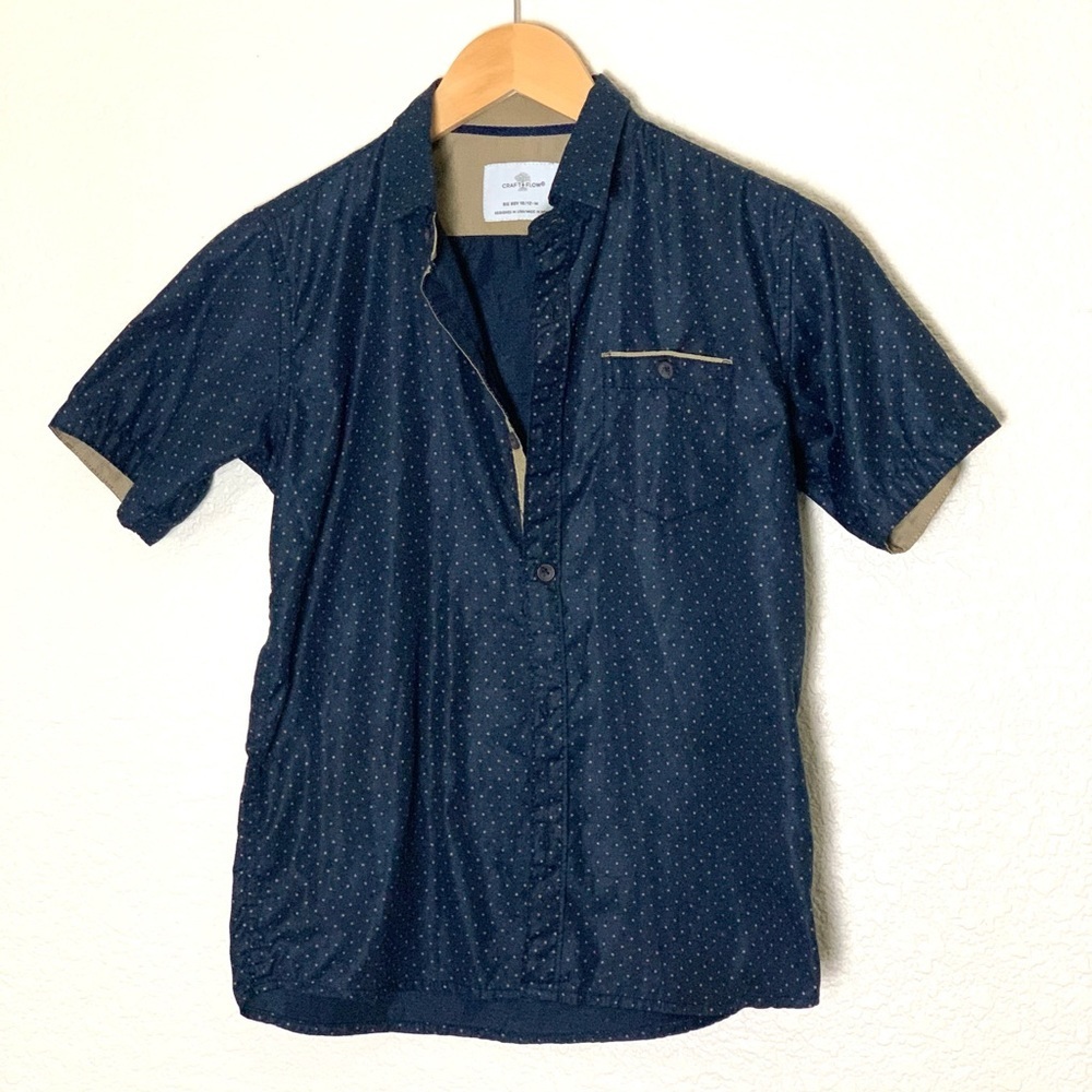 Craft+Flow | Blue slim cotton short sleeve button down shirt size 10/12 …